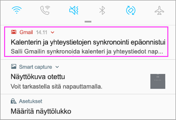 Ilmoituspalkin avaaminen