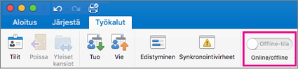 Siirrä liukusäädin offline-tilaan
