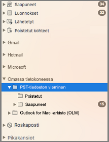 Siirtymisruutu, jossa Oma tietokone -kohta on korostettuna