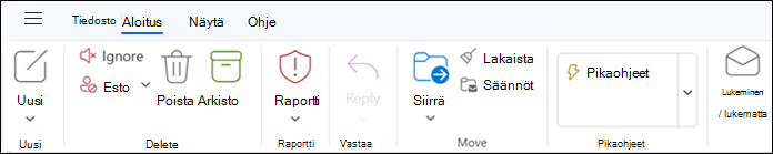 Uuden Outlook for Windowsin valintanauha