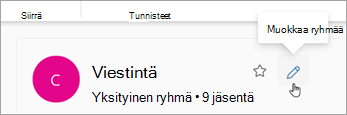 Valitse Muokkaa ryhmää ryhmien nimen vierestä.