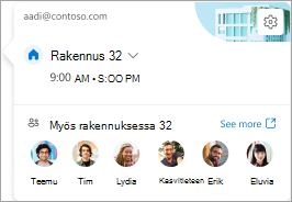 Näyttökuva päivittäisestä kortista, jossa näkyy, ketkä muut työskentelevät kyseisessä sijainnissa