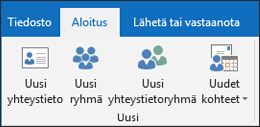 Luo uusi yhteystieto valitsemalla Uusi yhteystieto.