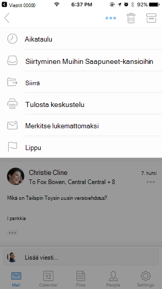 Viestin kanssa toimiminen