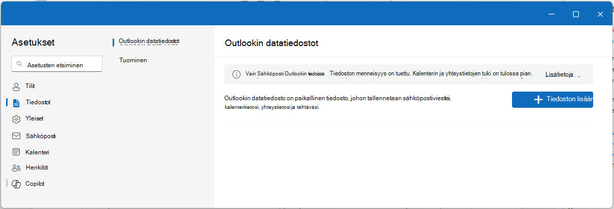 Avaa PST-tiedosto