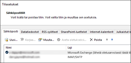 Tiliasetukset