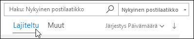 Suodata lajiteltu tai Muu
