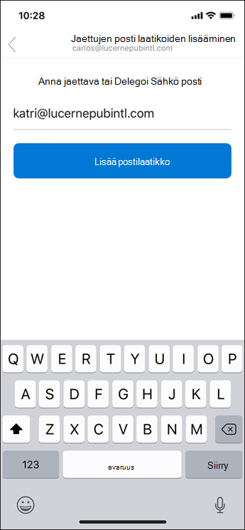Kirjoita sähköpostiosoitteesi.