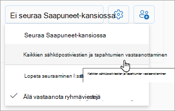 Valitse avattavasta luettelosta Vastaanota kaikki sähköpostit ja tapahtumat