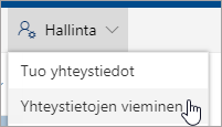 Valitse työkaluriviltä Hallinta ja sitten Vie yhteystiedot.
