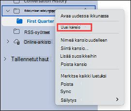 Näyttää kansion valitsemisen Outlookissa