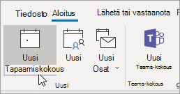 Näyttökuva Uusi tapaaminen -painikkeesta