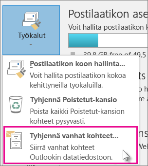 Tyhjennä vanhat kohteet