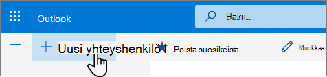 Näyttökuva Uusi yhteystieto -painikkeesta