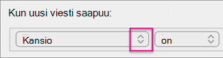 Avaa luettelo napsauttamalla nuolenkärkeä
