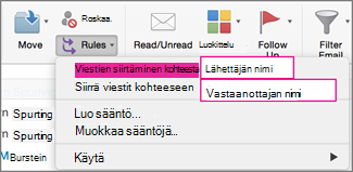 Säännöt: Siirrä viestejä...