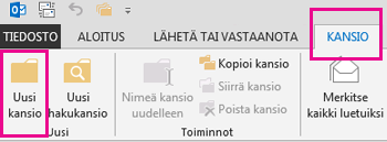 Valitse Kansio-välilehdessä Uusi kansio.