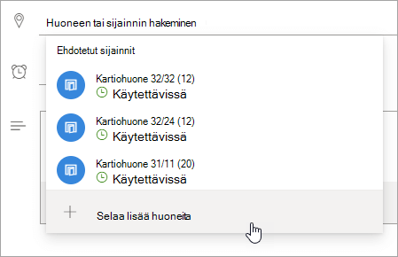 Näyttökuva Ehdotetut sijainnit -valikosta