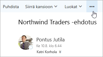 Näyttökuva Lisää komentoja -painikkeesta Outlookin valikkorivillä.