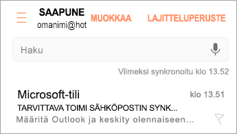 Avaa sähköpostiviesti, jossa lukee Toiminto pakollinen