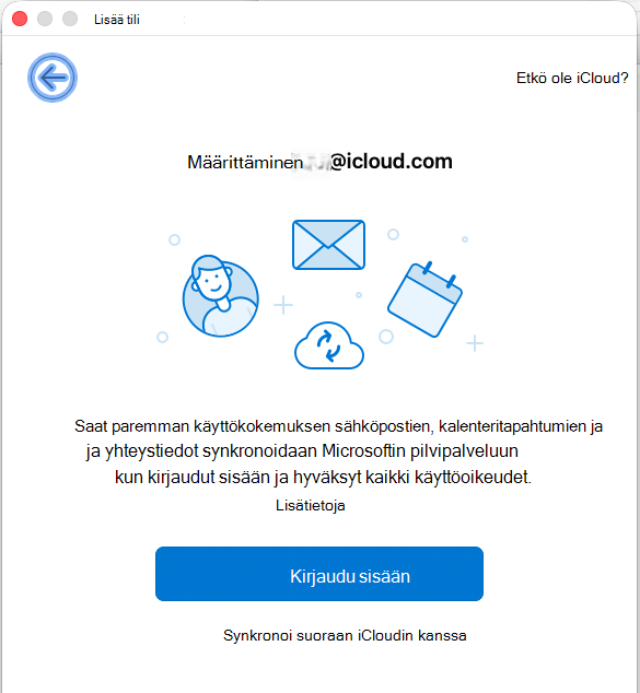 iCloud-kalenterin synkronointi Outlook for Mac_New_tab2:n kanssa