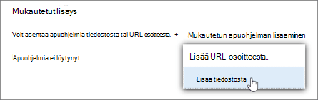 Lisää tiedostosta -vaihtoehto mukautettujen apuohjelmien lataamista varten Outlookissa