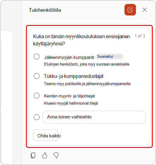 Kysymysten selventäminen agenttitilan keskustelussa