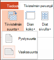 Tiivistelmän suunta -valikko