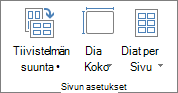 Sivun asetukset -ryhmä