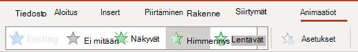 PowerPointin verkkoversio animaatioruutu.