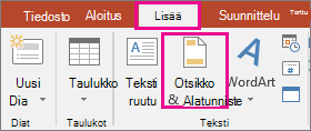 powerpointin Lisää > ylätunniste -painike