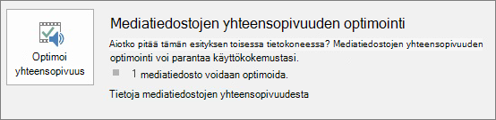 Näyttökuva Optimoi yhteensopivuus -painikkeesta PowerPointissa.