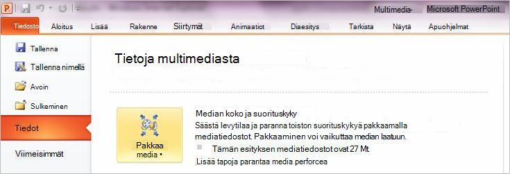 Valitse Pakkaa media.