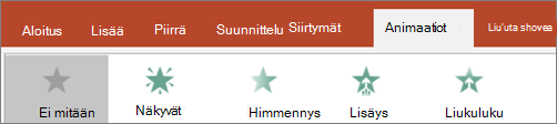 Animaation valitseminen valikoimasta