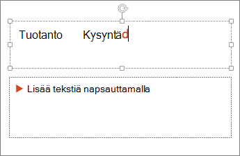 Näyttää tekstin lisäämisen tekstikenttään PowerPointissa