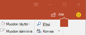 Jaa-painike PowerPoint 2016:n valintanauhassa
