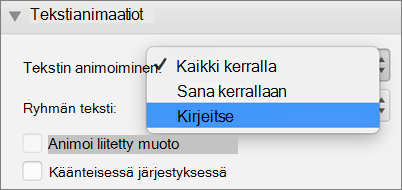 Valitse Kirje kerrallaan -vaihtoehto