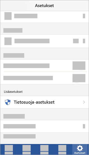 Näyttökuva iOS:n Tietosuoja-asetukset-vaihtoehdosta