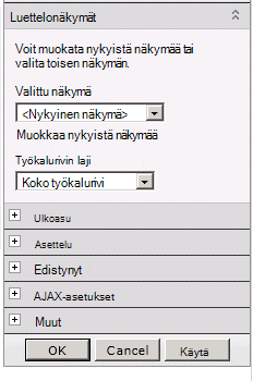 Verkko-osan valikko