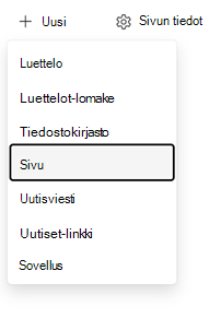 Sivun aloituskohdan luominen
