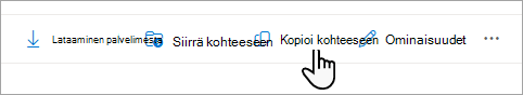 Tehtäväpalkin Kopioi kohteeseen -komento.