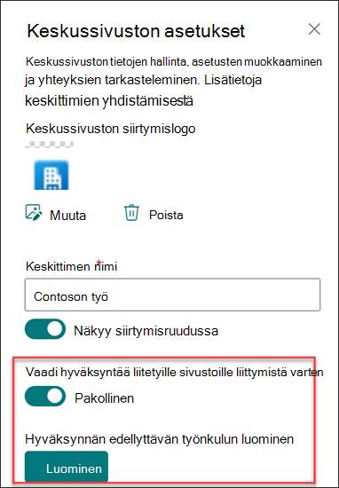 Näyttökuva hyväksynnän työnkulun luomisesta