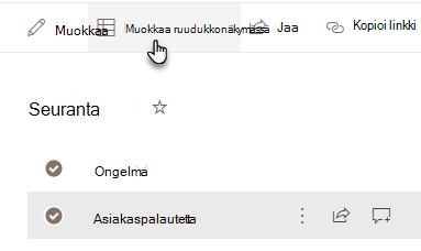 Muokkaa ruudukkonäkymässä