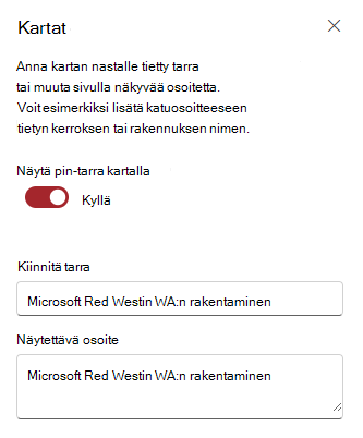 Pin-tarran ja osoitteen muokkaaminen