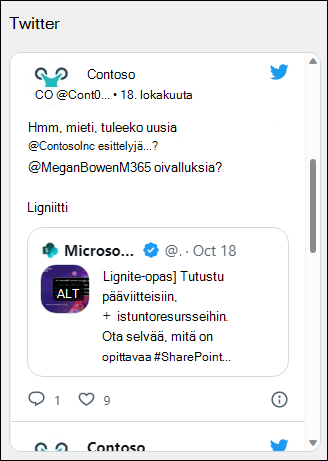 Twitter-verkko-osan esikatselu.