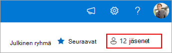 Ryhmän jäsenyys, jossa näkyvät nykyiset jäsenet.