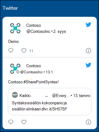 Twitter-verkko-osan esikatselu.