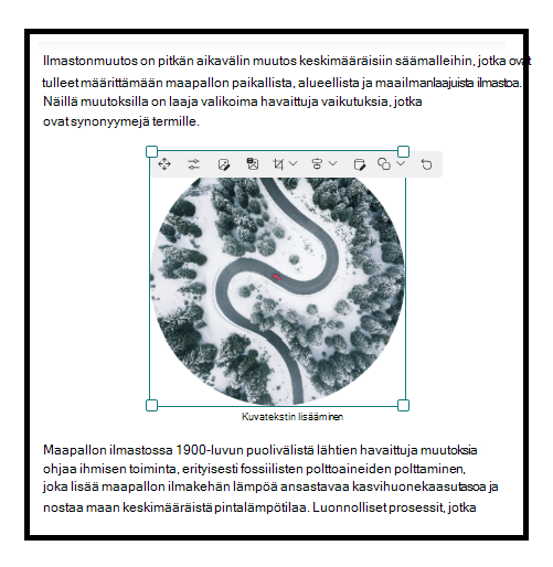 kuvan lisääminen tekstiverkko-osaan