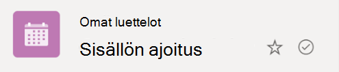 Ympyröity valintamerkkisymboli ilmaisee, että luettelo synkronoituu pilvestä Windows-laitteeseen.