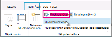 Näkymän muokkaaminen